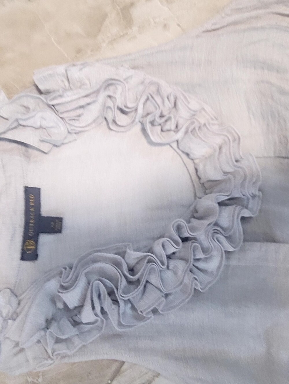 Outback Red Light Gray Ruffled V-Neck Top - Picture 2 of 4